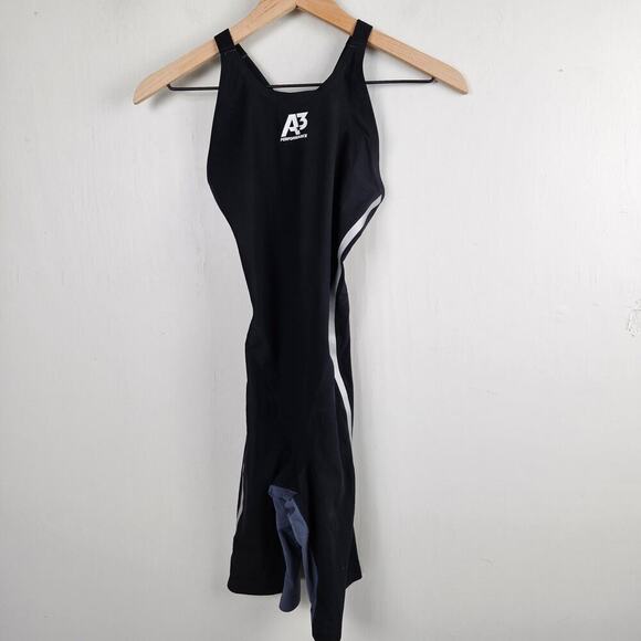 A3 Performance VICI Open Back Tech‎ Suit Swimsuit Women's 26 Black Grey - Flaw - Picture 2 of 9